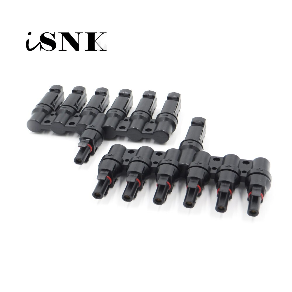 1Pair PV 6T Connector 1 to 6 in Branch parallel connection 30A 1000V Electrical Solar Photovoltaic Panel Cable Wire Connect