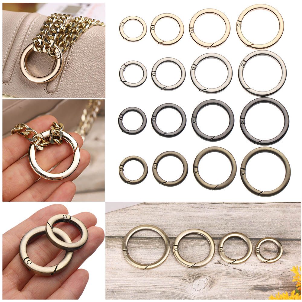 Black gold silver Round Push Trigger Snap Clasp Clip Carabiner Purses Handbags Bag Belt Buckle Spring O-Ring Buckles