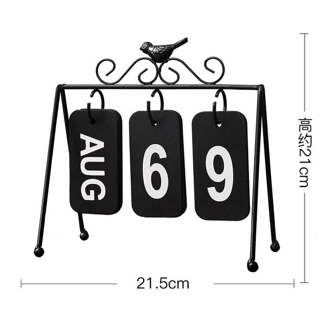 DIY Iron Bird Page Flip Calendar Decoration Crafts Wooden Perpetual Calendar Home Decoration Accessories Modern: B