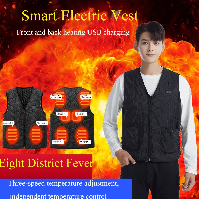 V-hals Smart Usb Heater Vest Man Vrouwen Outdoor Elektrische Verwarmde Bodywarmer Jas Jas Thermische Chaleco Winter Verwarming Vest 5XL