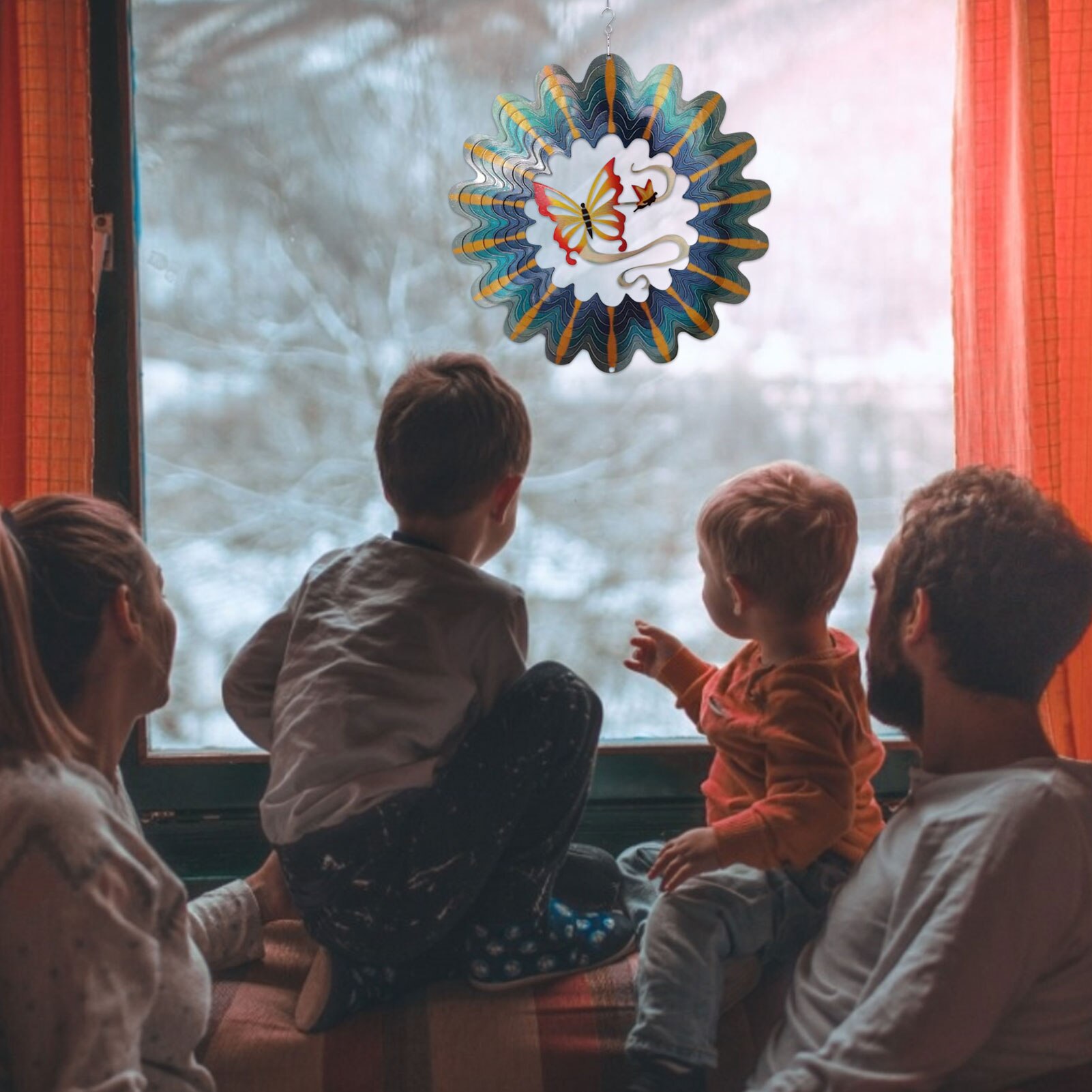 12 Inch 3D Metal Wind Spinner 3D Stainless Steel Indoor Outdoor Pendent For Home Garden Decoration