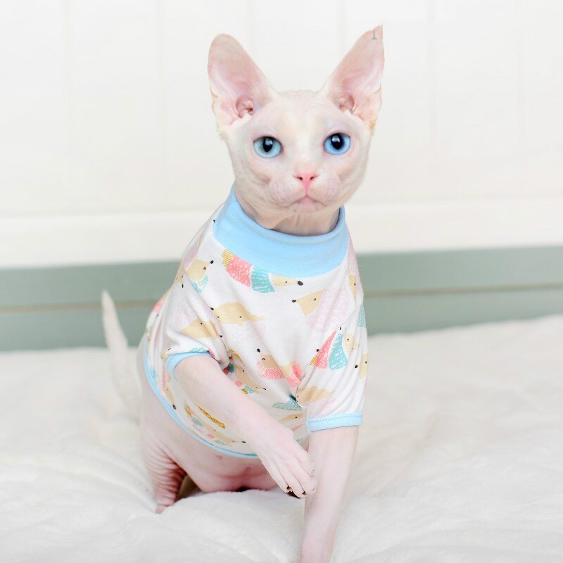 Hairless Cat Clothes Pet Cat Clothes 100% Cotton Shirt Pet Clothes for Spring Summer