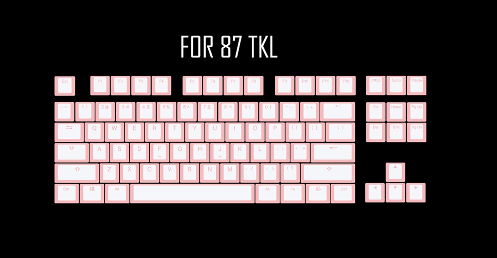 pudding pbt doubleshot keycap oem back light for mechanical keyboards milk white pink black gh60 poker 87 tkl 104 108 ansi iso: PinkWhite For 87 tkl