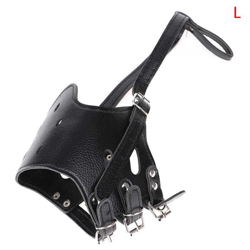 Perro bozal ajustable transpirable Mascarilla Anti ladrar morder masticar seguridad para pequeños perros grandes boca suave bozales de formación de cuero de la PU
