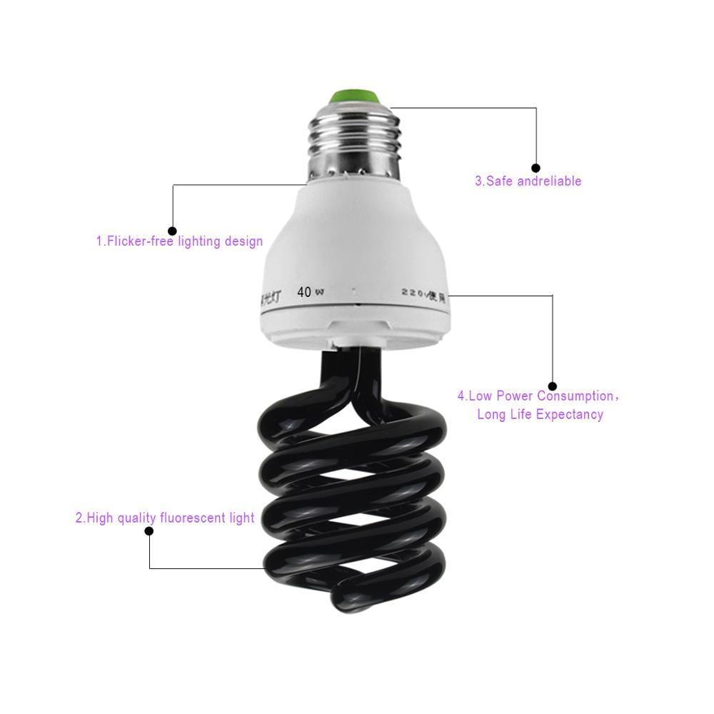 AC 220V E27 UV Ultraviolet Lamp BLB Black Light Blue Bulbs 15W-40W CFL Fluorescent Detection UV Lure Lamp Violet Decor Lights