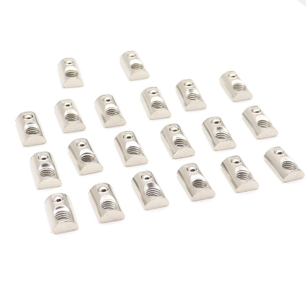 10PCS/lot Nickel plating 30 series Roll-in T Spring Nuts M4 M5 M6 M8 For 3030 Aluminum Profiles