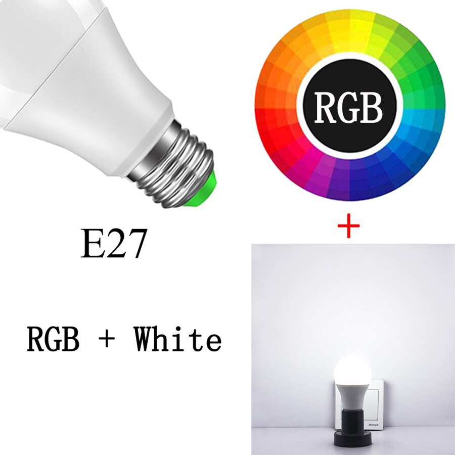Magisk smart pære varm / kold hvid og rgb farve 110v 220v e27 b22 15w trådløs appkontrol bluetooth skiftelampe hjem: E27 rgbw