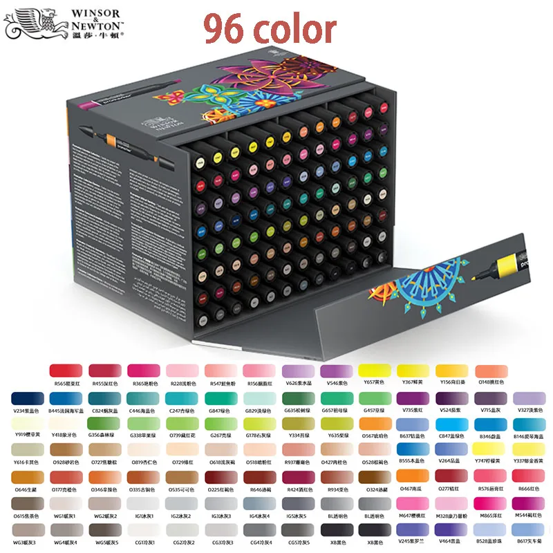 WINSOR & NEWTON Alcohol Based Promarker 6/12/24/48/96 Colors Set Twin/ Double Tip Marker Pens Pro Marker For Artists