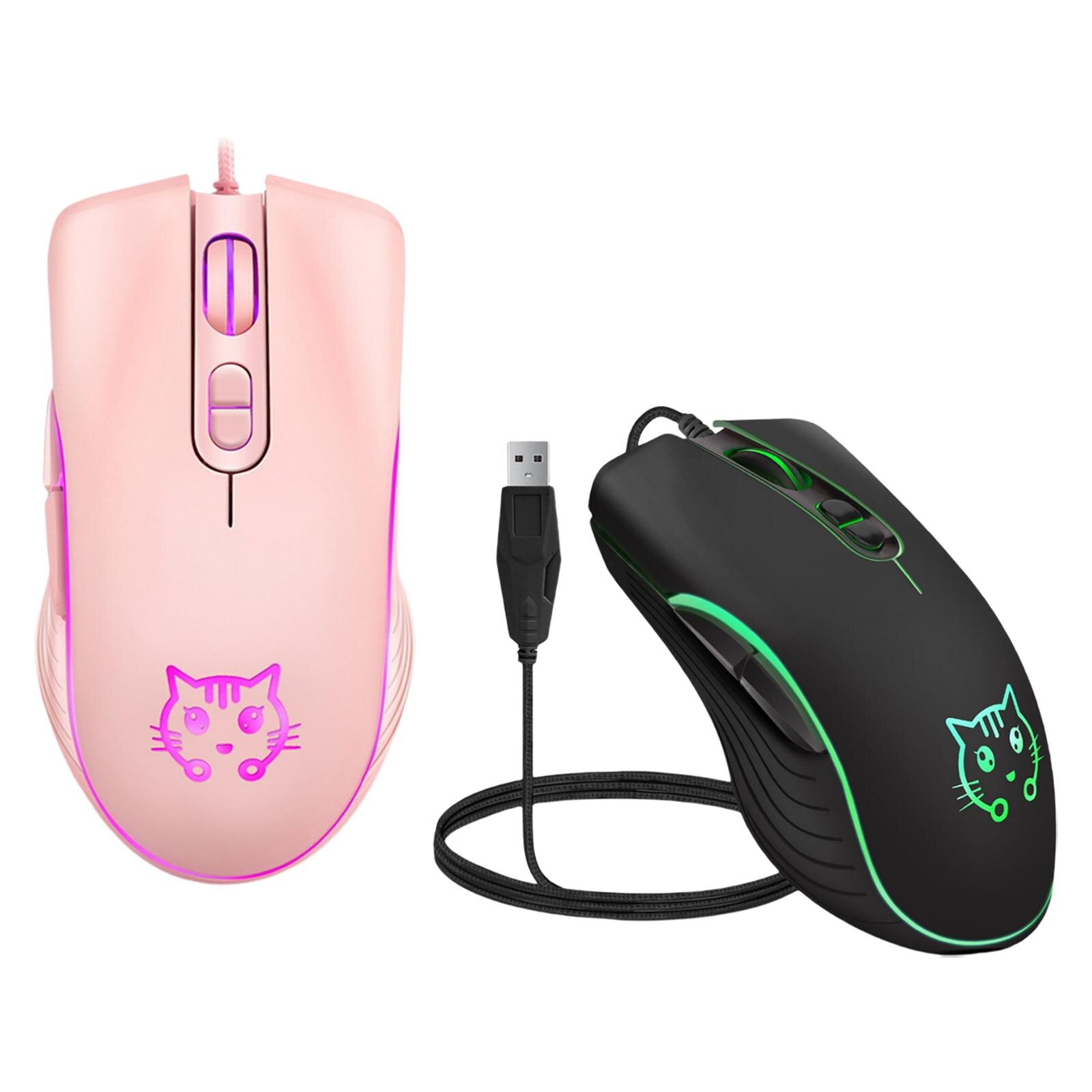 Cute USB Wired Game Mouse Colorful Lights PC Laptop Silent LED Optical Mice