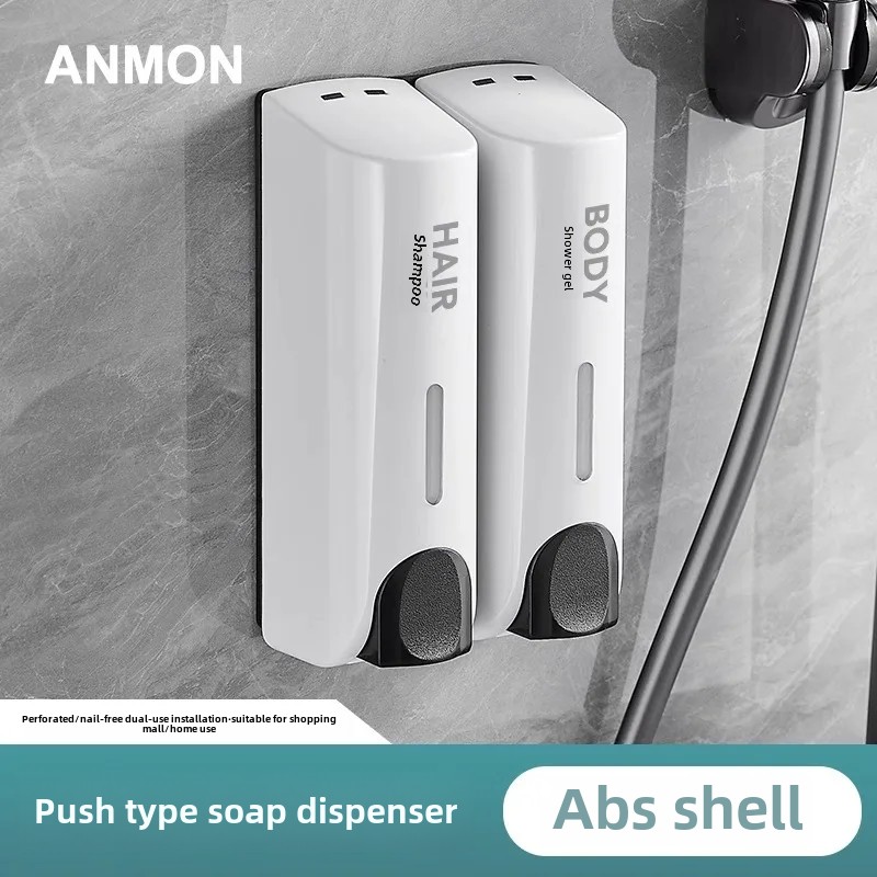 Wall-Mounted Bathroom Soap Dispenser Bottle Press No Punching Hotel Guest House Shampoo Bath Gel Box Home Decor Hardware