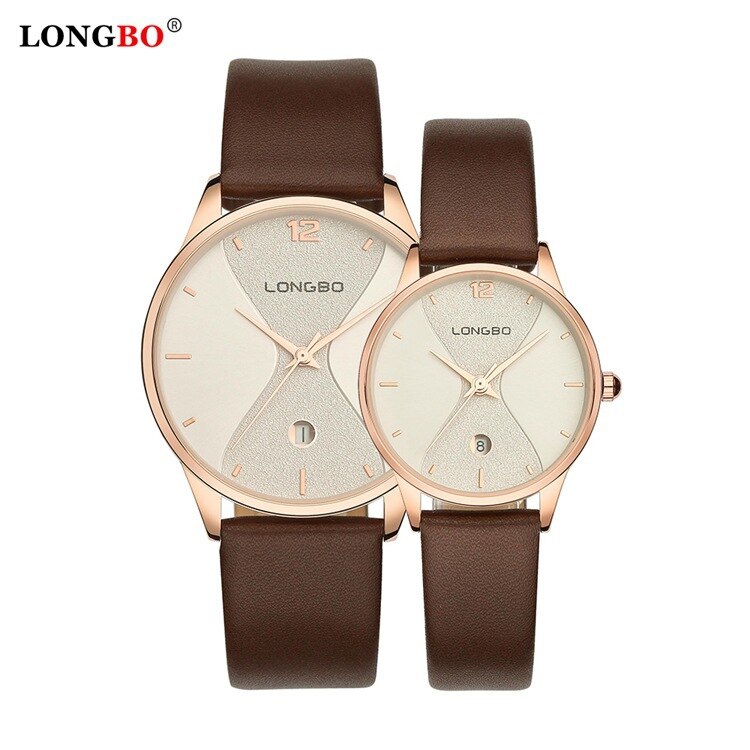 LONGBO7315 Casual Paar Quartz Horloge Japan Quartz Vrouwen Horloge Lederen Band Heren Horloge