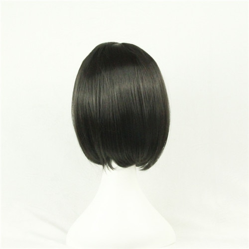 WoodFestival 12 pulgadas 9 colores Cosplay pelucas con flequillo cielo azul plata gris púrpura negro Rosa verde rojo corto Bob peluca sintética: Color negro natural