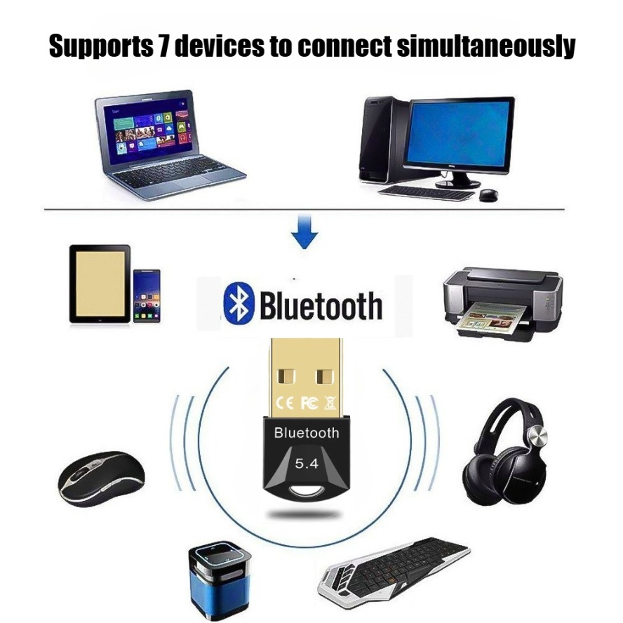 USB Adapter BT5.4 Receiver Transmitter for Pc USB Bluetooth 5.3 5.1 Dongle Receiver for Speaker Mouse Keyboard Audio Transmitter