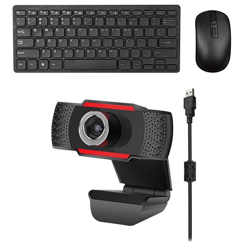 2.4G Wireless Keyboard and Mouse Kit Keypad & 480P Webcam HD PC Camera with Microphone MIC for Skype for Android TV