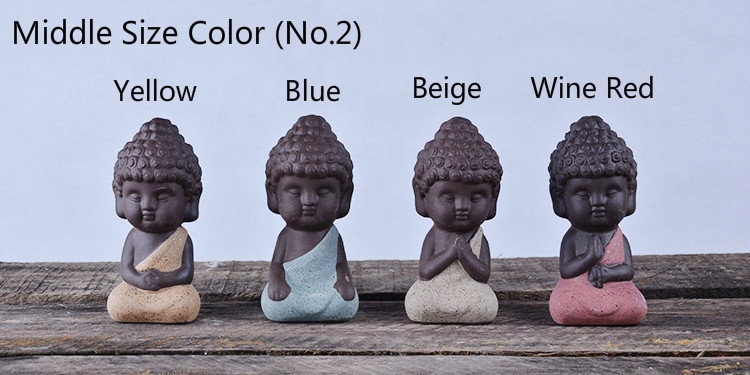 Lille buddha statue munk figur tathagata indien yoga mandala te kæledyr lilla keramik håndværk zakka dekorative keramiske ornamenter