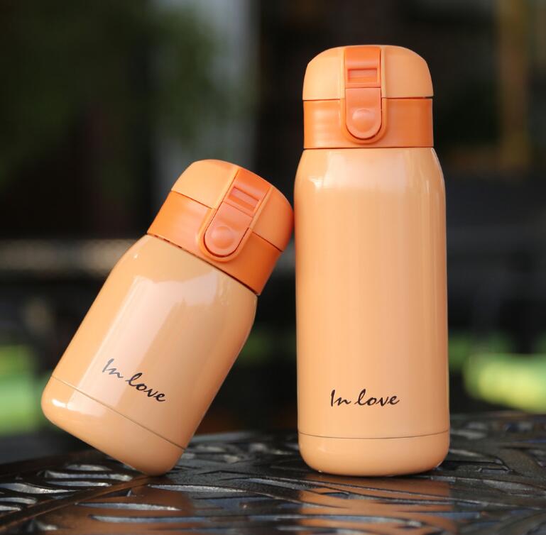 Termo de acero inoxidable con dibujos animados para estudiantes, taza de viaje, Garrafa Termica, 200ML, 360ML: 200ml / Orange