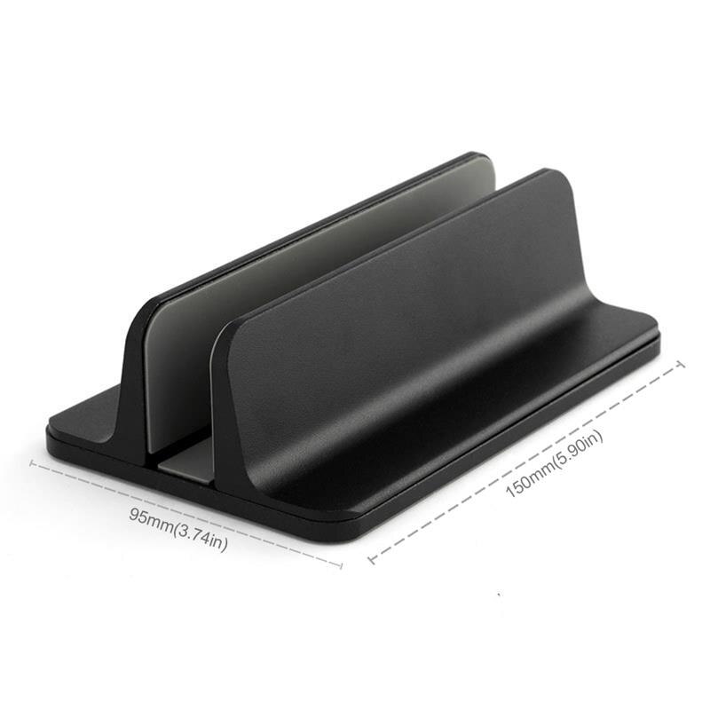 Vertikal verstellbarer laptopständer aus aluminium für macbook pro, air, tragbare notebooks, tablets, aufbewahrungsmöglichkeiten, basis und buchhalter: Schwarz einzeln