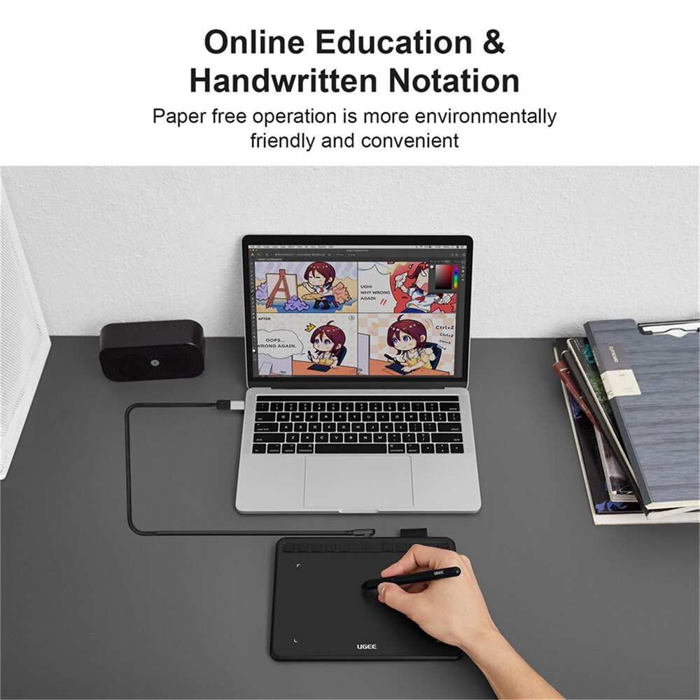 UGEE S640 Drawing Tablet 6.3x4 inches Digital Pen Tablets with Battery-free Stylus 10 Shortcuts Support Android Windows Mac OSU