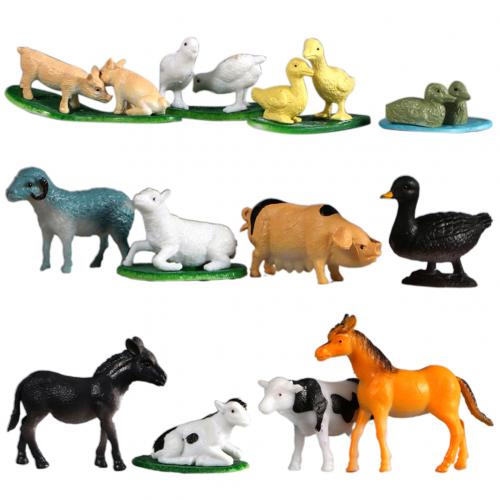 12 stk mini realistisk hest hund gris gård dyr pvc modell bord dekor barn leketøy barn pedagogiske leker for barn: B