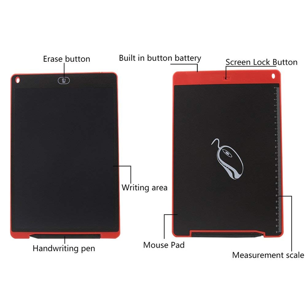 12 inch Portable Smart LCD Writing Tablet Electronic Notepad Drawing Graphics Tablet Board with Stylus Pen with Button Batter