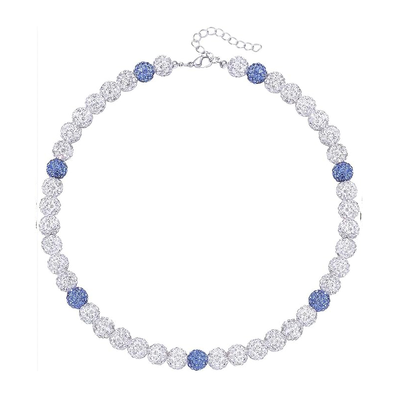 Collier de baseball pour hommes, collier de baseball scintillant, boule de strass, collier de perles, joueurs de baseball, bijoux inspirés des amoureux: 70 cm / Imitation plaquée rhodium