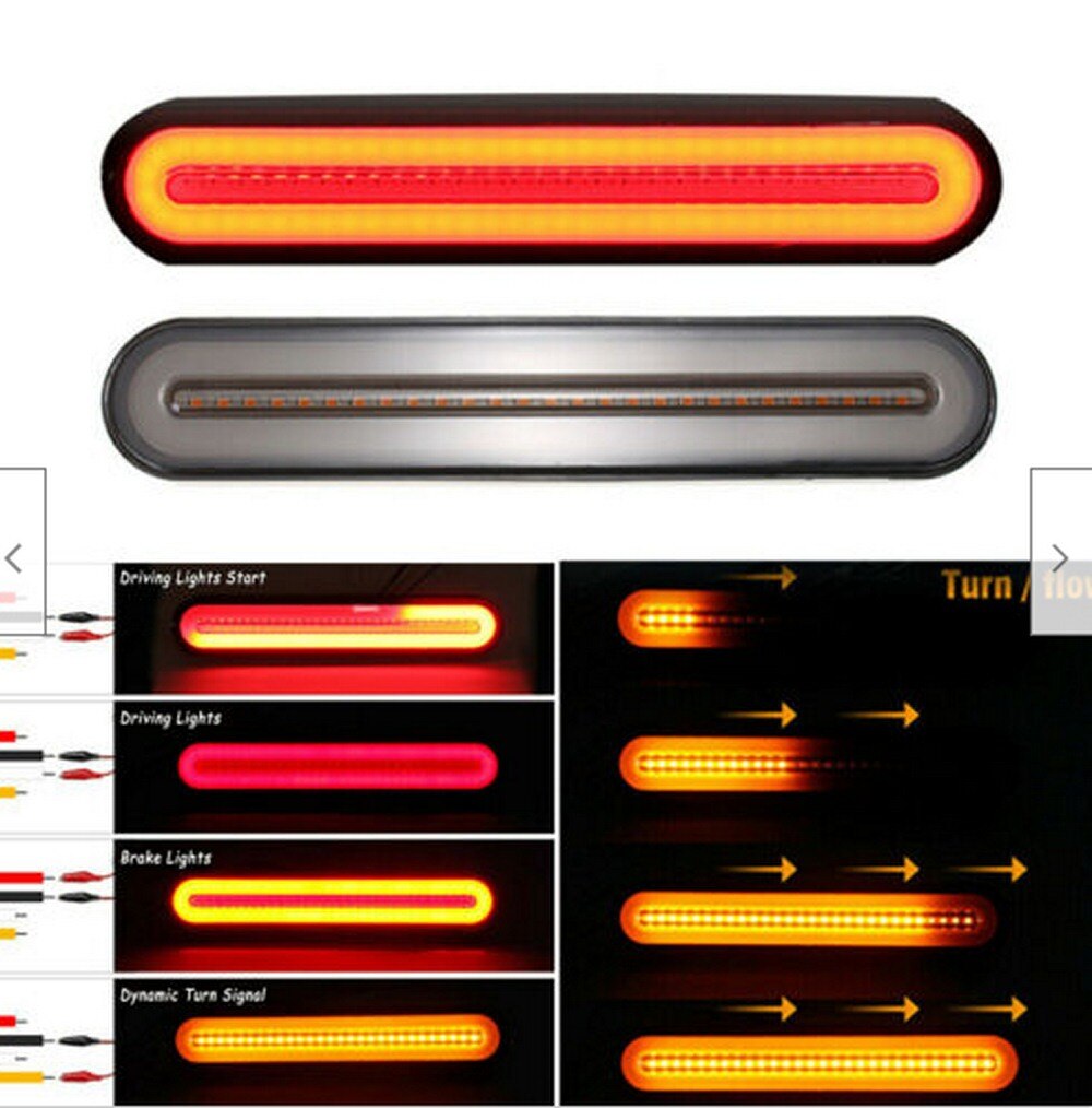 Intelligent upgrade LED car trailer light bar tail brake flow turn signal light four modes trailer light rear side light