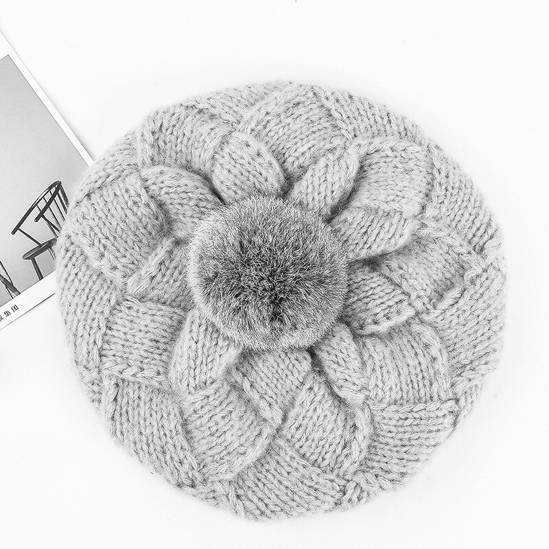 Della Ragazza delle donne Basco Cappello di Lana Caldo Inverno cuffie stile Etnico fatto a mano protezione lavorata a maglia dell'annata Tinta Unita di colore Solido Della signora di Inverno Tappi: 04