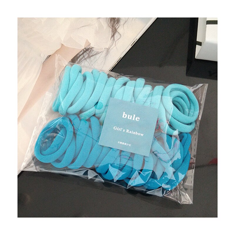 50 Stks/set Vrouwen Meisjes Kleurrijke Nylon Elastische Haarbanden Paardenstaart Houder Elastiekjes Chouchou Hoofddeksels Haar Accessoires: Blue B