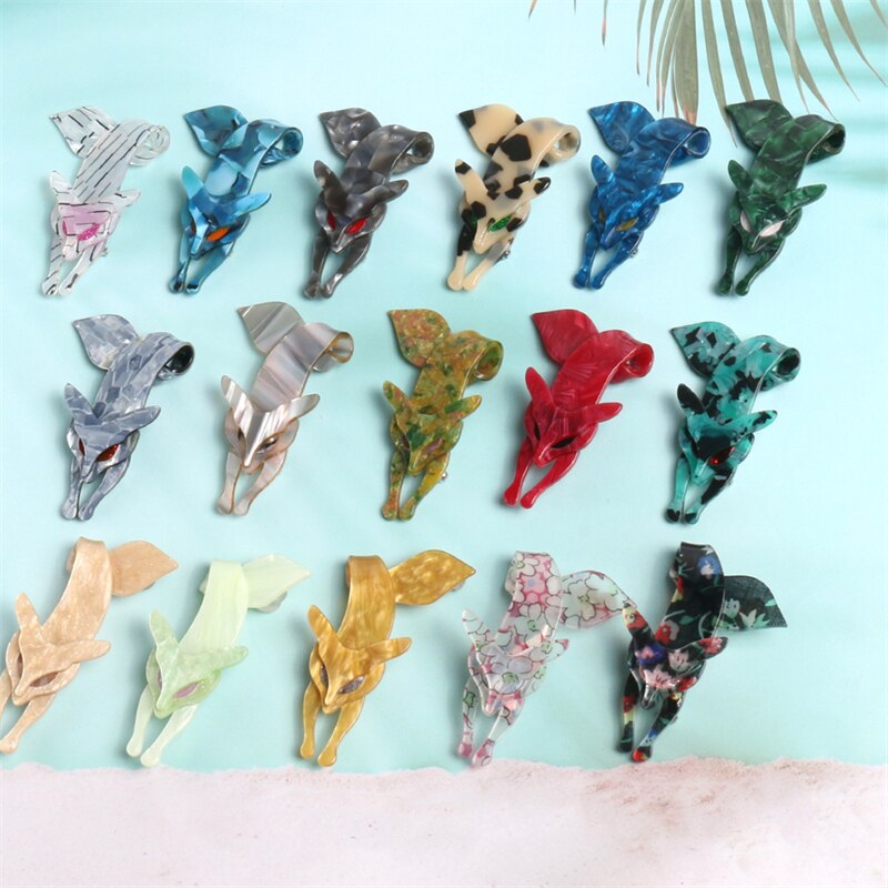 NYN 16 Colors Funny Acrylic Fox Brooches for Women Men Girls Kids Most Popular Animal Party Birthday Year Jewelry