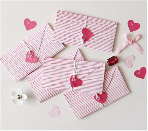 2 stk/pose gør det selv pink mini hjerte lykønskningskort fødselsdagskort kærlighedsbrev bryllup invitationer takkekort valentinsdag kort: Default Title
