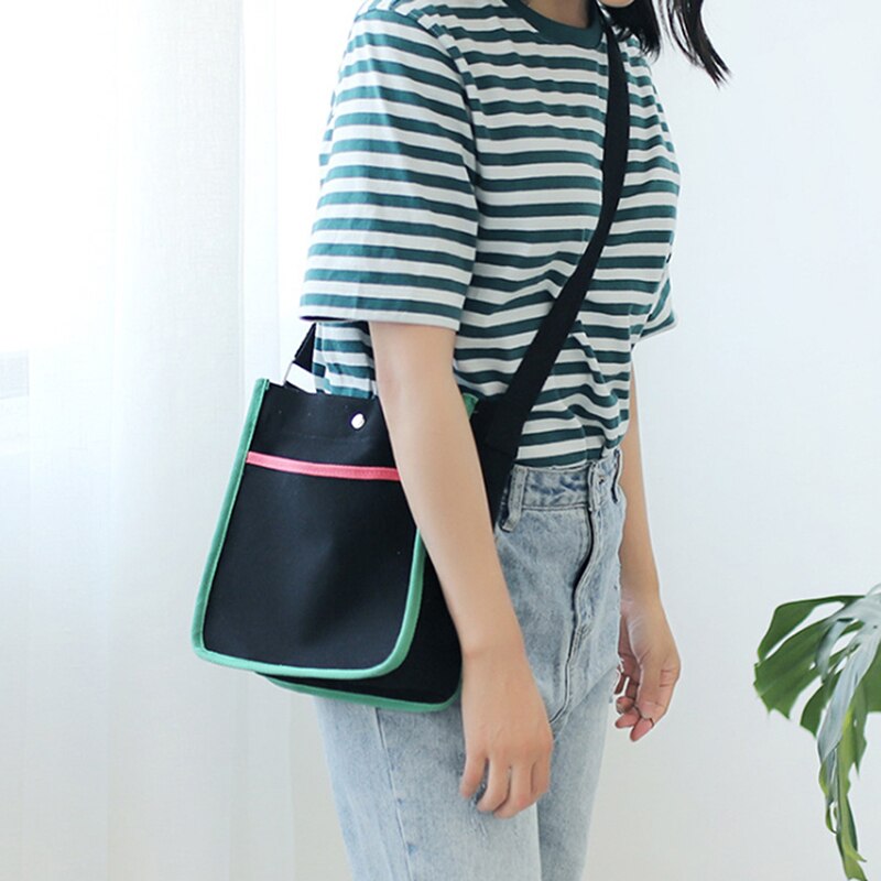 Kvinnor canvas väska kvinna toes handväska casual kvinna messenger bag handväskor dam crossbody canvas axelväska