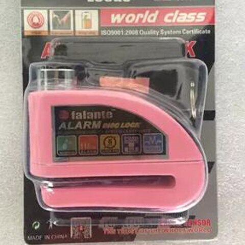 newest bike alarm lock safety waterproof motorcycle brake disc alarm lock bike lock 8 color: Pink