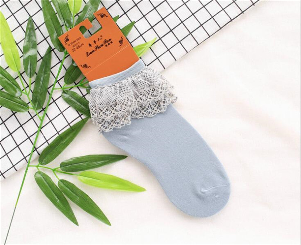 Lolita-Calcetines cortos de encaje japonés para mujer, calcetín, B435: blue