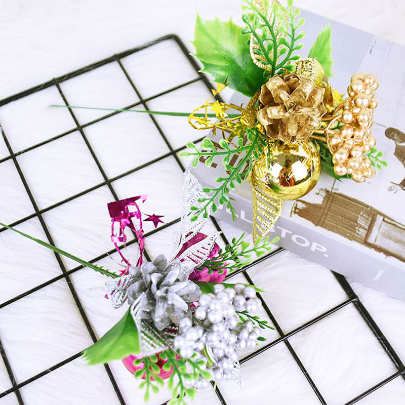 1 stk guld sølv kunstige blomster juletræ gren perle støvdrager bær gren til julepynt gør-det-selv bryllup indretning