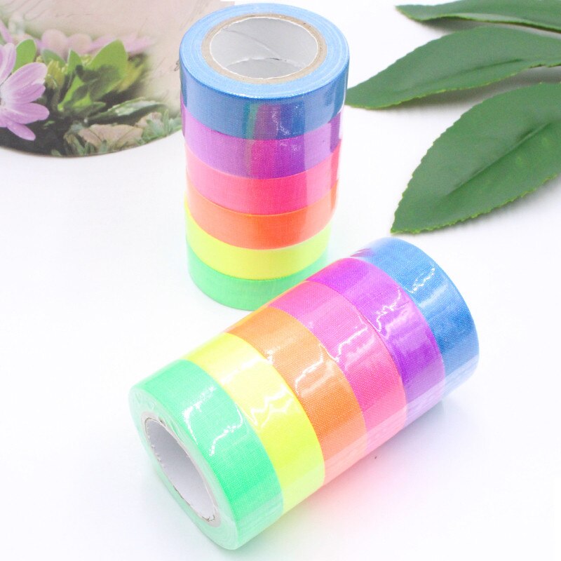 6 Pcs Fluorescerende Uv Katoen Tape Hoogglans Lichtgevende Paars Licht Tape Te Scheuren Glow In The Dark stickers
