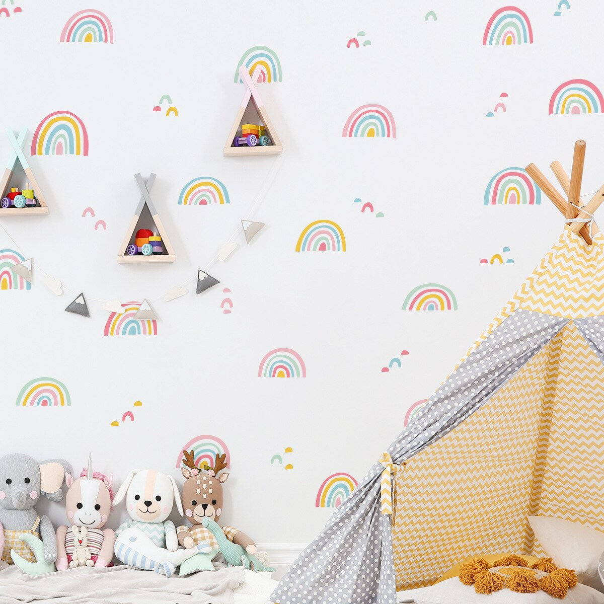Regnbågsvägg vinyldekaler klistermärken för barnrum förskola baby barn & #39 ;s dekoration heminredning