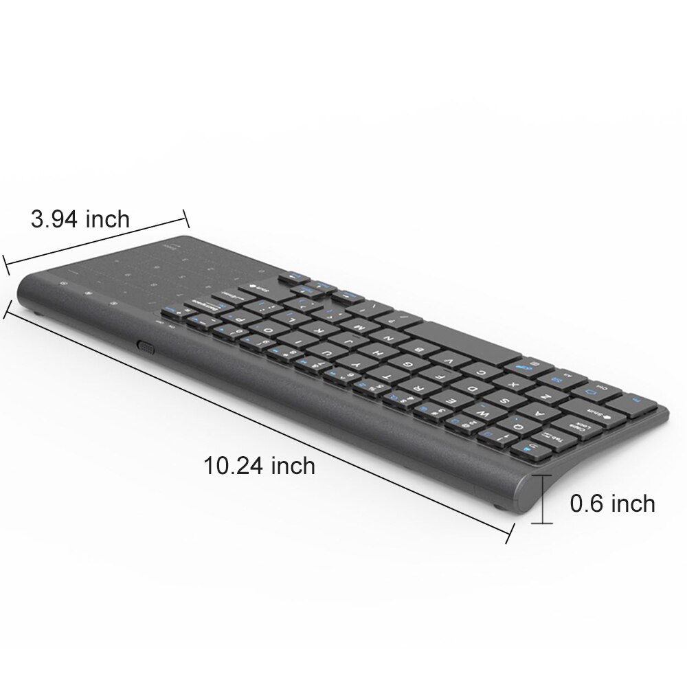 Wireless Keyboard with Touchpad, WisFox 2.4G Slim Ergonomic Wireless Keyboard with Easy Media Control and Built-in Touch Pad PC