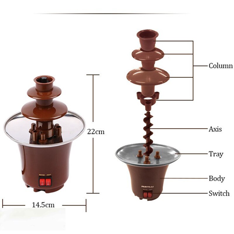 110V/220V Mini Chocolate Fountain Chocolate Melt With Heating Fondue Waterfall Maker For Wedding Birthday Party