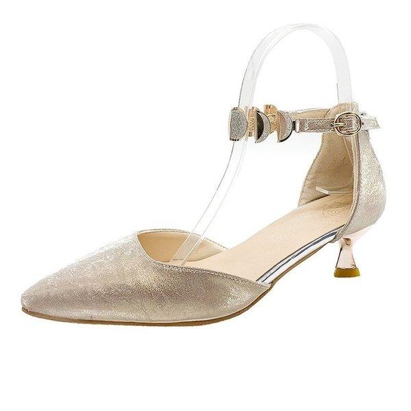 Beige Heeled Sandals Female Shoe 2022 Summer Buckle Strap Med Black Girls Closed Stiletto Silver Comfort Medium Gold Sca: 2 / 36