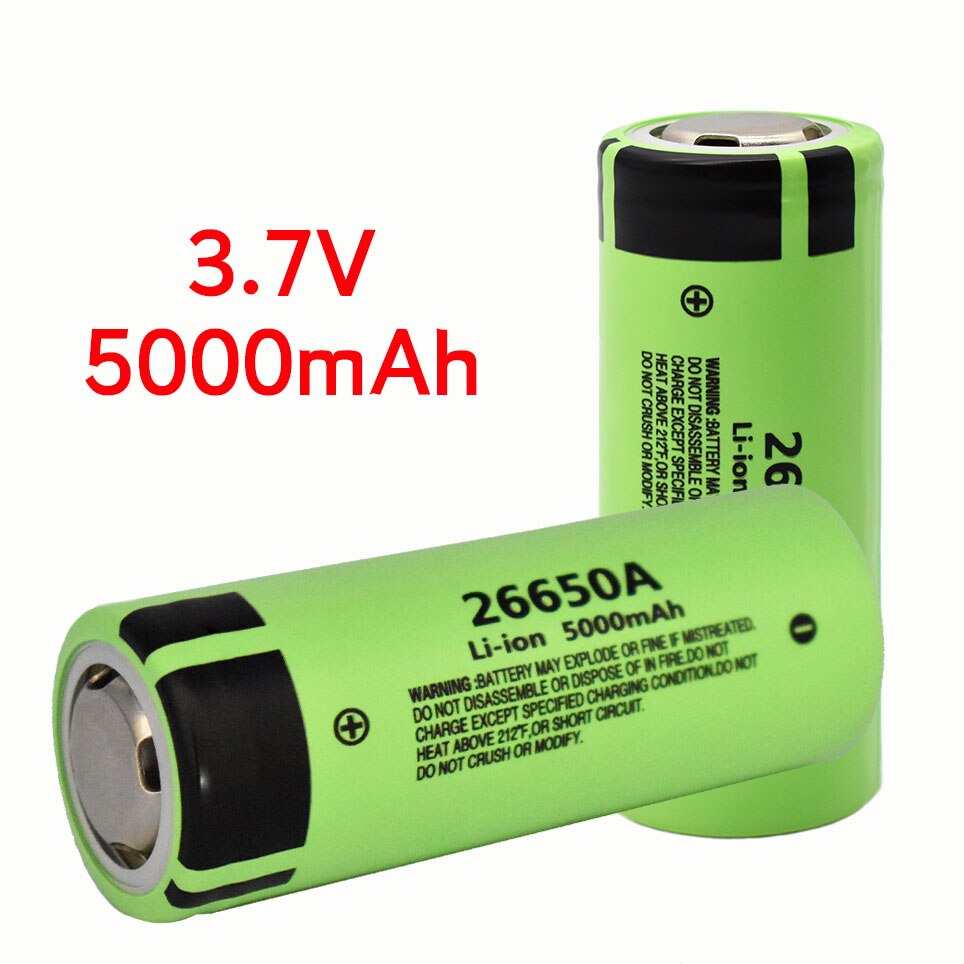 100% Original 26650A 3.7V 5000mAh High Capacity 26650 Li-ion Rechargeable Batteries