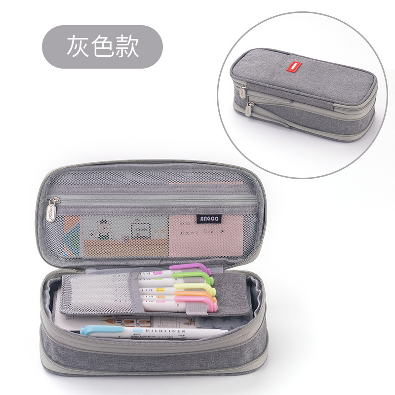 Kids Students Double Sided Pen Bag Pencil Case Special Dual Canvas Pocket Storage Bag Pouch Stationery School Trave Case Bay: SKY BLUE