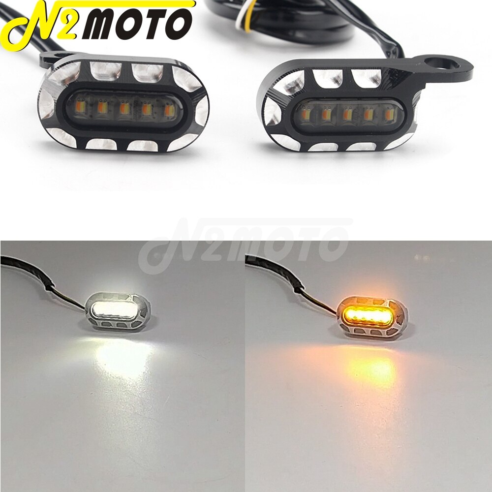 Mini clignotant LED CNC pour Harley Sportster 883, 1200, 48, 72, Super Low Roadster 2004 –: White Smoke