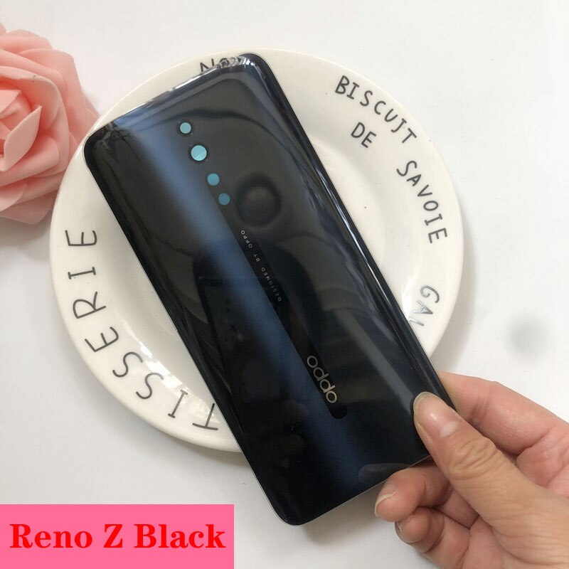 100%  originalt glas batteridæksel til oppo reno / reno 10x zoom / reno z baghus bagcover glas batteri dør sag: Reno z sort