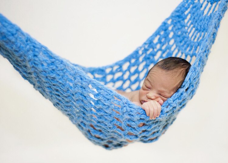 Höst nyfödd fotorekvisita hängmatta ull handgjord stickad krok snöre väska babyfotografering rekvisita studio fotografi tillbehör