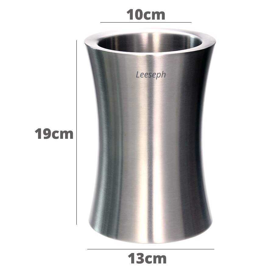 Wine Chiller - Double Wall Ice Bucket Cooler Stainless Steel with Matt Brushed Surface - Keeps Wine Champagne Cold: Silver
