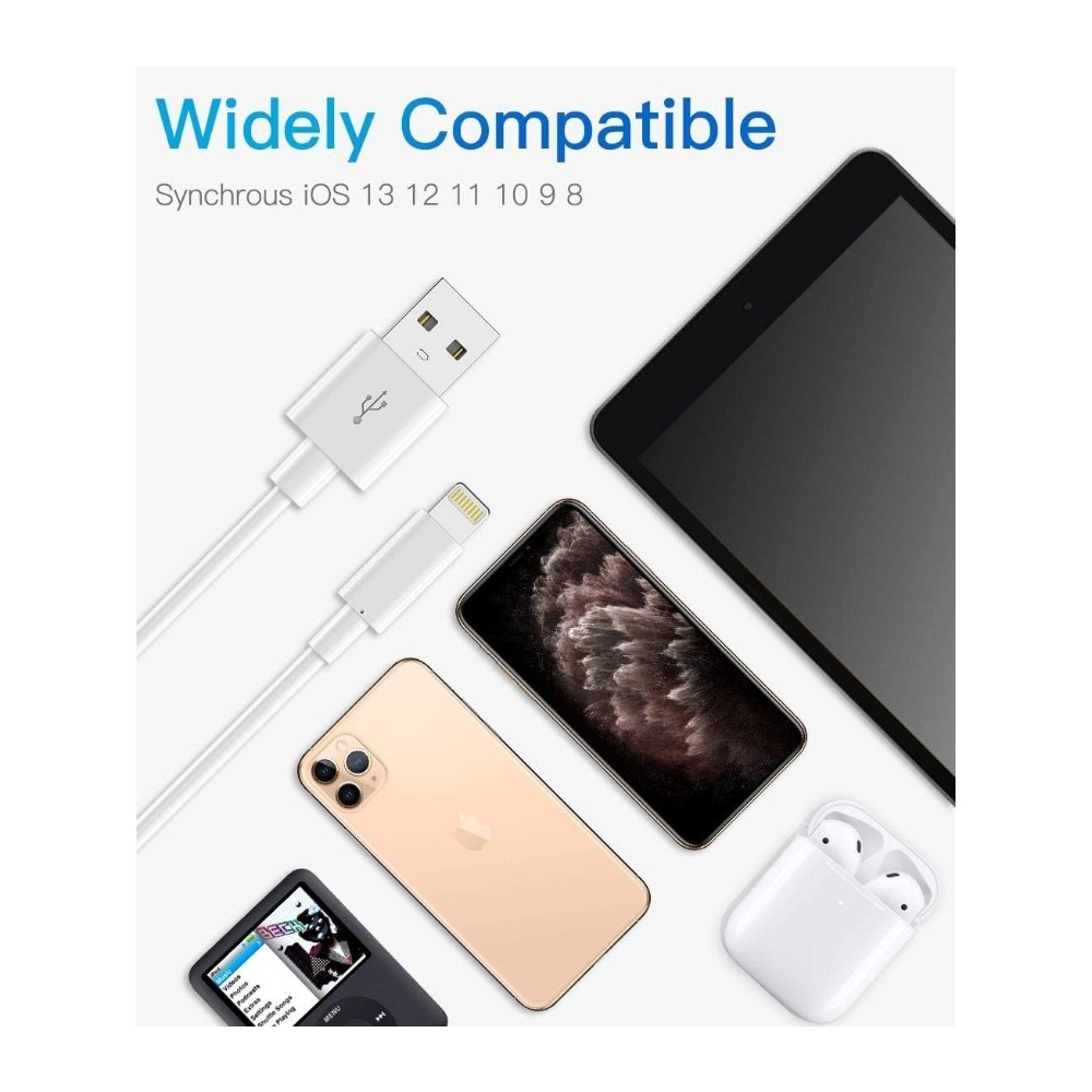 3 Pack iPhone Charger Cable, 1m, 2m, 3m, MFi Certified, Lightning Cable, Fast Charging for iPhone 13 12 11 Pro XS Max XR X 8 7