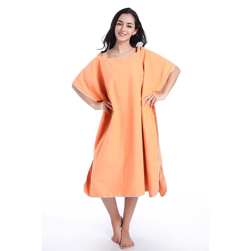 Zipsoft-albornoz con capucha para hombre y mujer, de secado rápido Toalla de microfibra, Poncho para playa y piscina, fácil de cambiar: Naranja