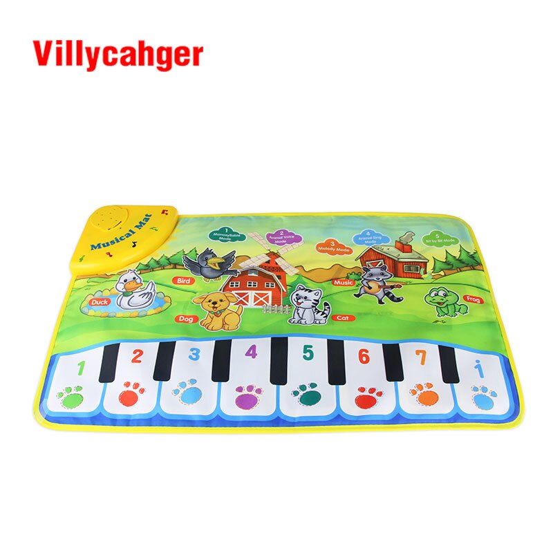 60X37Cm Cartoon Baby Musical Mat Tapijt Met 8 Toetsen Play Touch Piano Mat Baby Muziek Leren Educatief speelgoed Voor Kinderen
