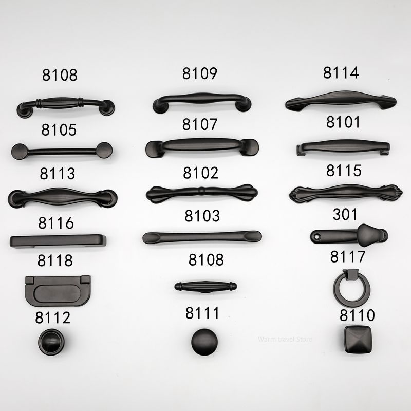 Black Aluminum Alloy Bedside Table Handle Minimalist Cabinet Pulls Furniture Hardware Wardrobe Cabinet Door Drawer Handles