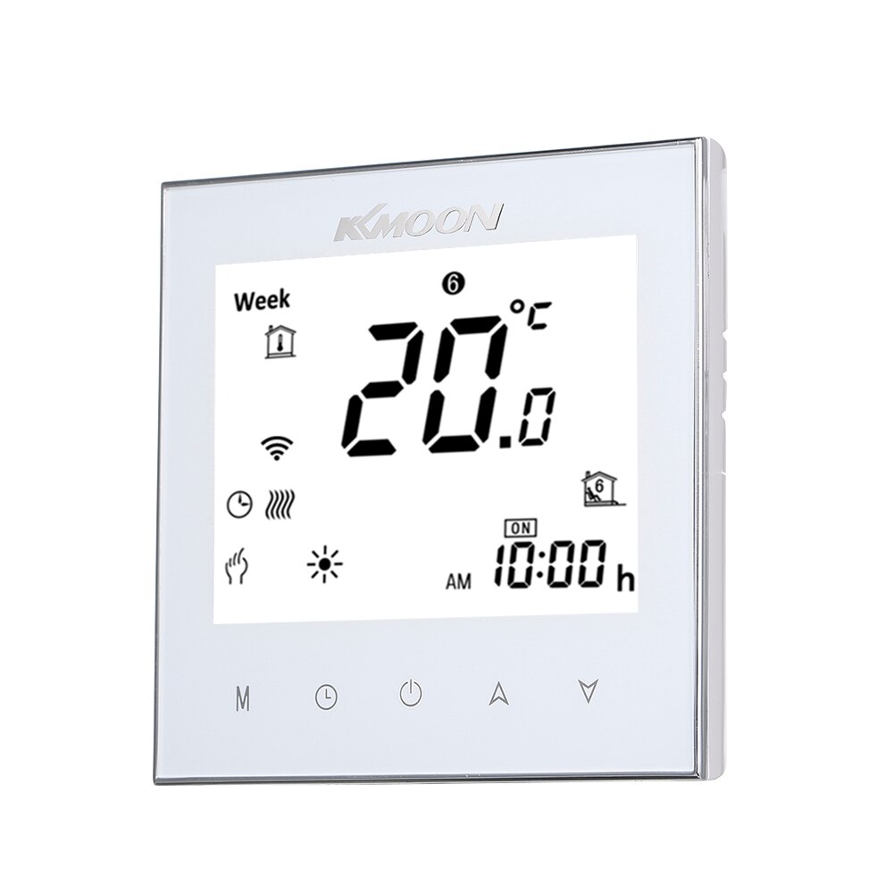 Termostat varm gulv wifi termostat temperaturregulator til vann / elektrisk gulvvarme vann stemmestyring lcd-skjerm: Hvit med wifi